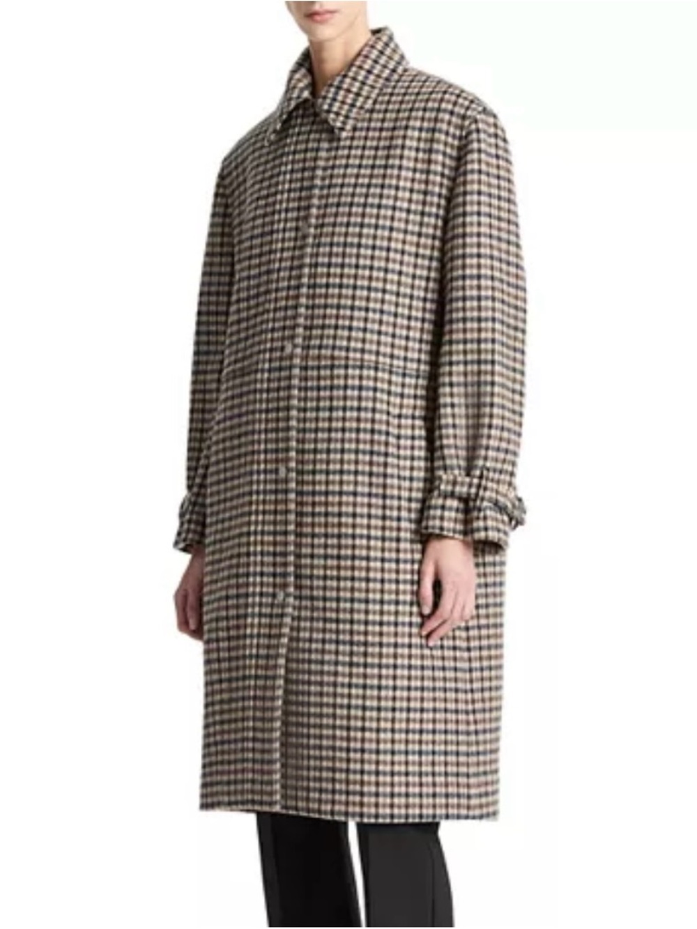 VINCE PLAID CAR COAT